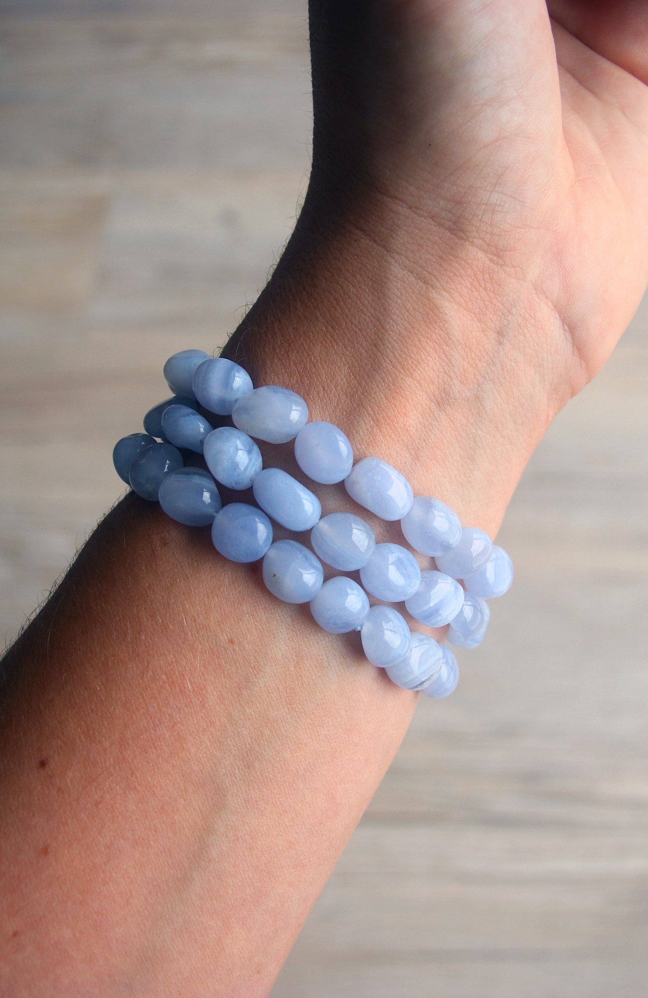 Blue Lace Agate Nugget Bead 10-12mm Bracelet 445